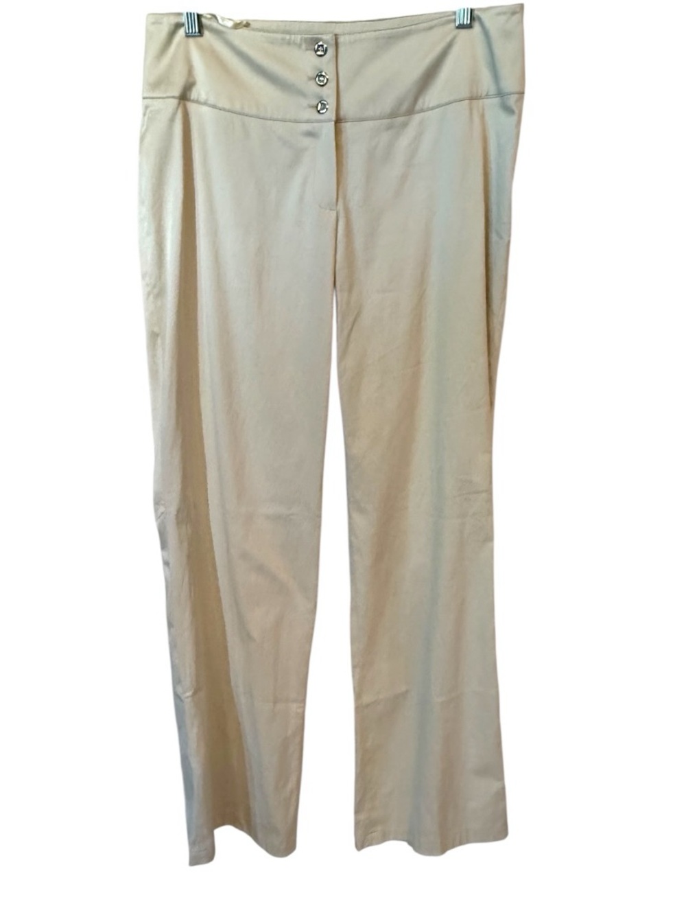 São Paulo Silk Sheen Cream 3 Button Wide Leg Pant - Picture 2 of 6
